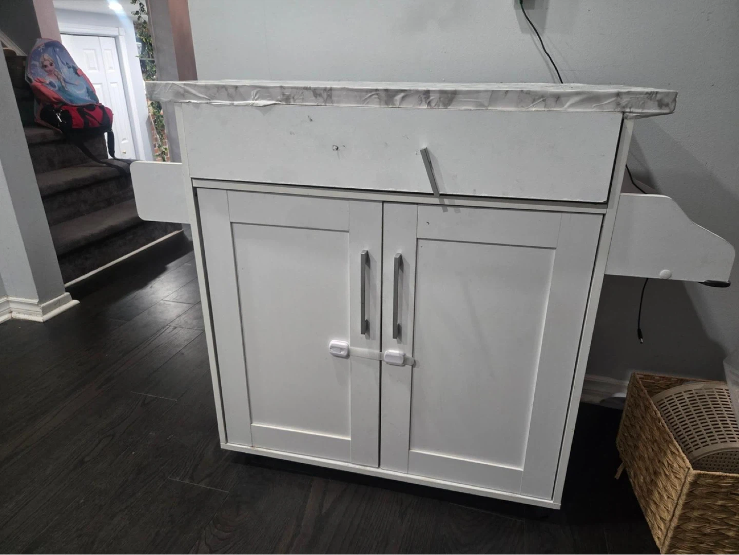 White Kitchen Cart with Spice Rack and Storage - photo 2