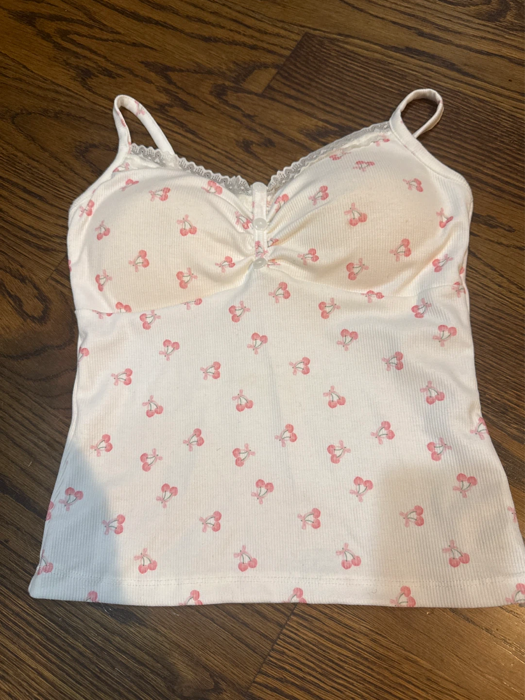 White Cherry Print Cami Top