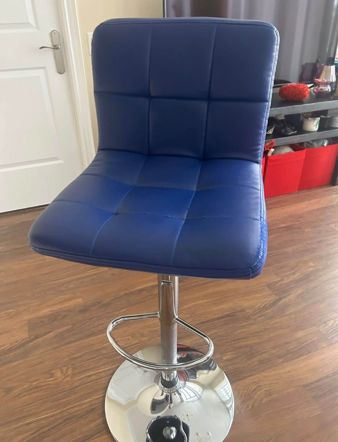 Adjustable Blue Faux Leather Bar Stools - photo 3