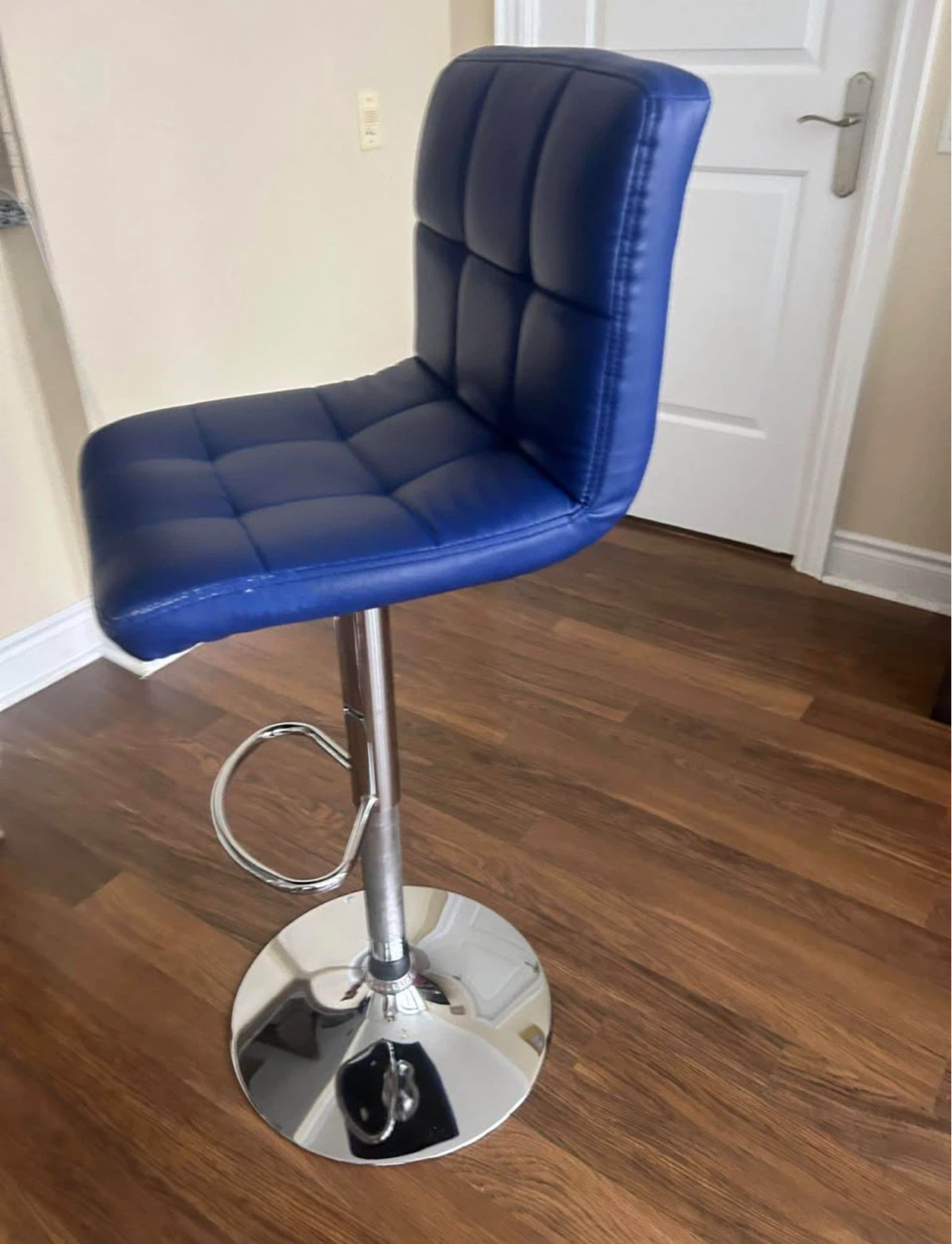 Adjustable Blue Faux Leather Bar Stools - photo 2