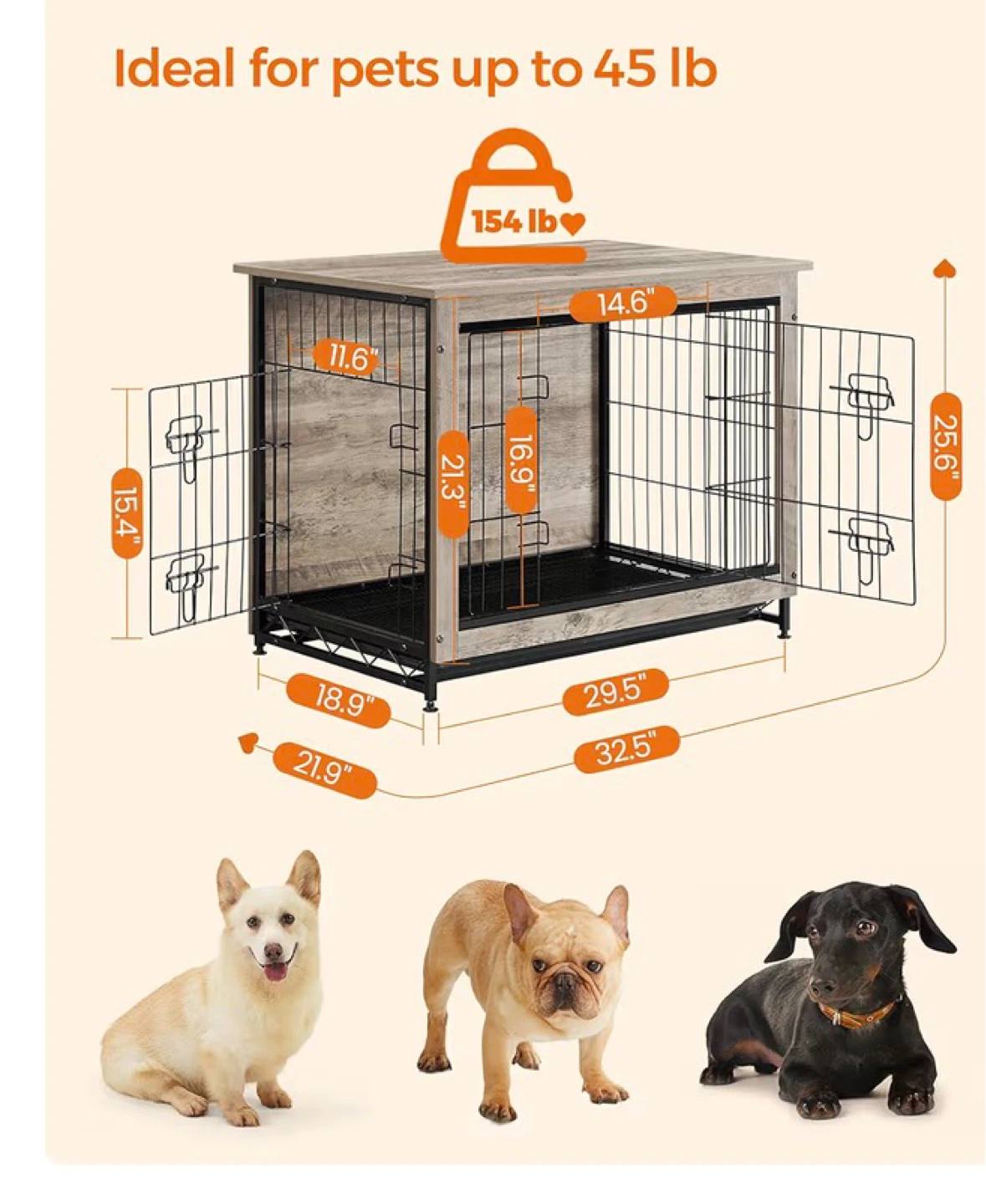 Dog Crate End Table - Rustic Gray - photo 2