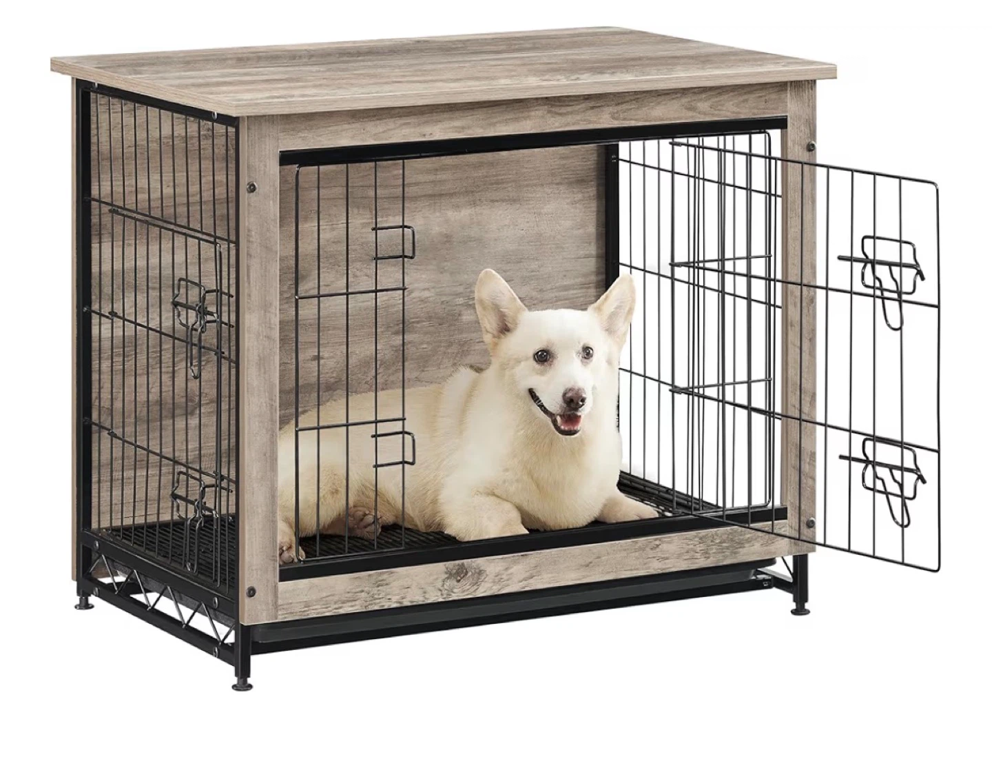 Dog Crate End Table - Rustic Gray