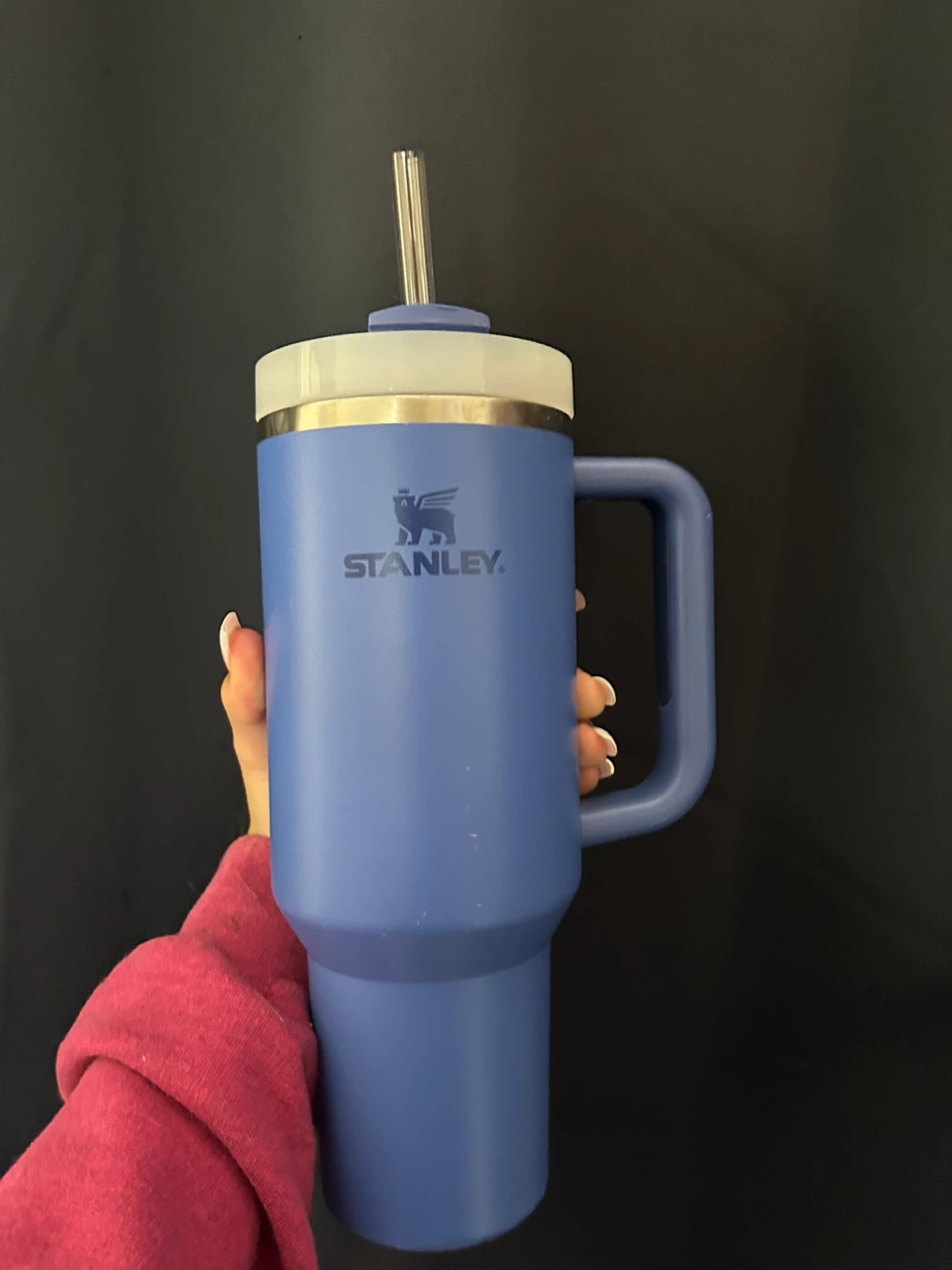 Stanley Blue Tumbler with Handle and Straw