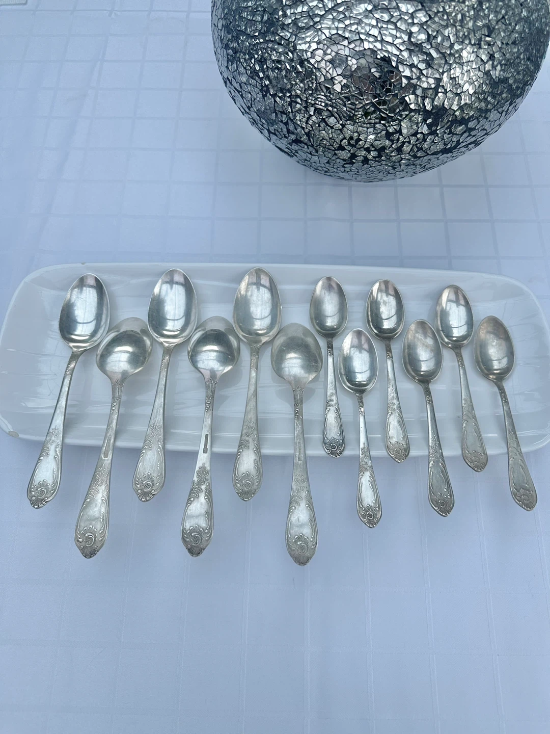 12 Soviet Spoons (ЗиШ МНЦ 15-20): Antiques, Silver plated
