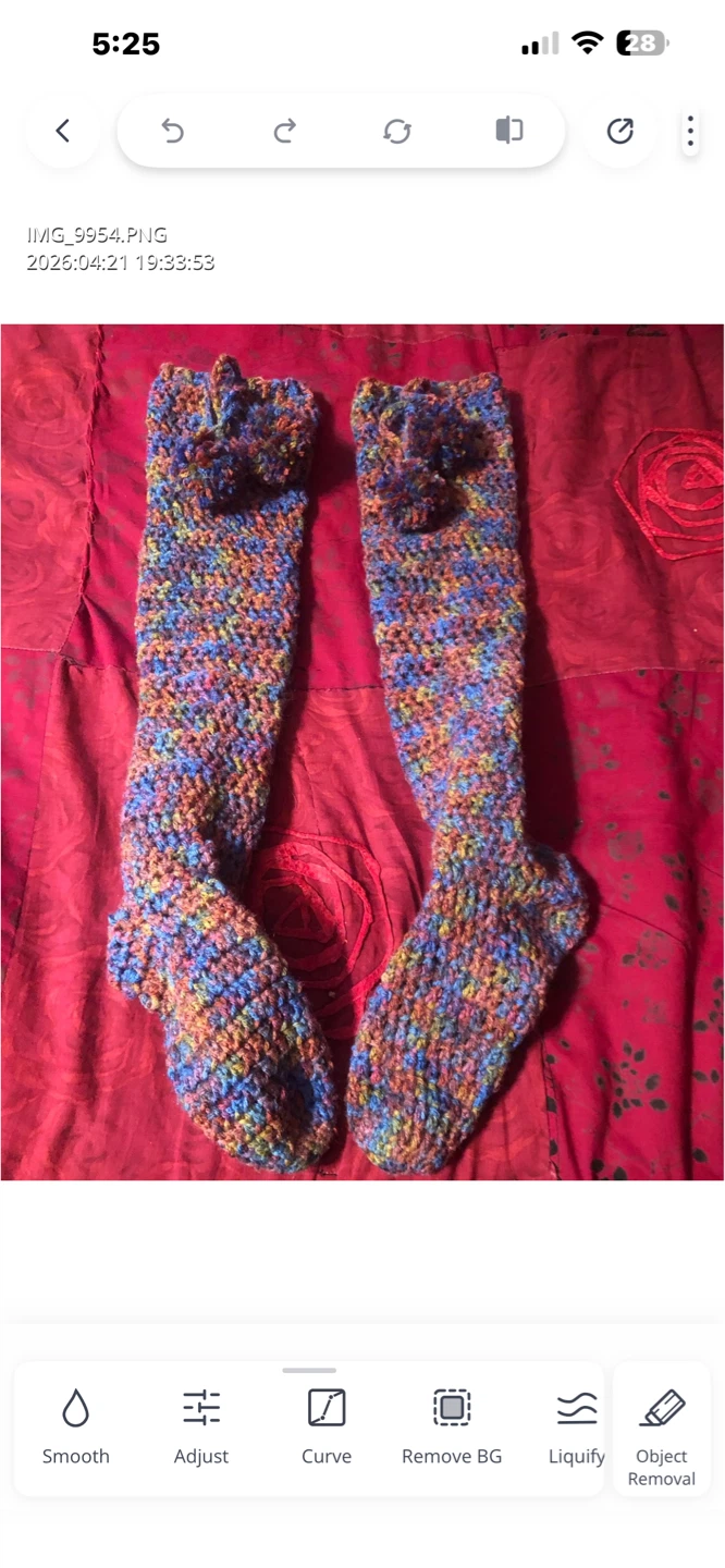 Hand-Knitted Rainbow Thigh-High Socks - photo 2