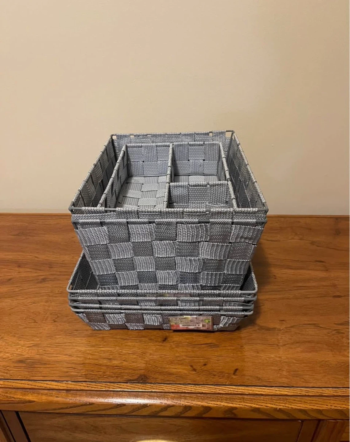 Grey Woven Organizer Baskets Set