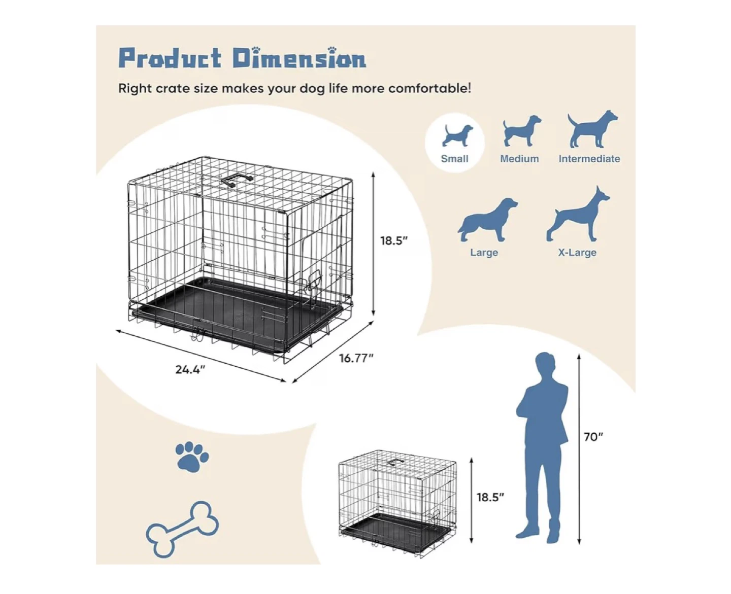 Dog Crate - Large, Black Wire Kennel - photo 2
