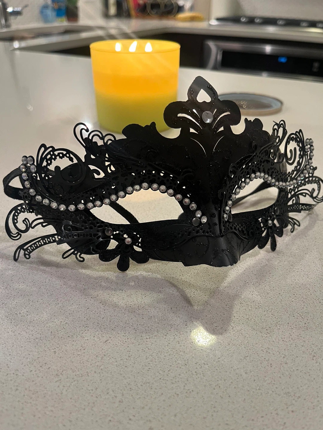 Black Masquerade Mask with Rhinestones