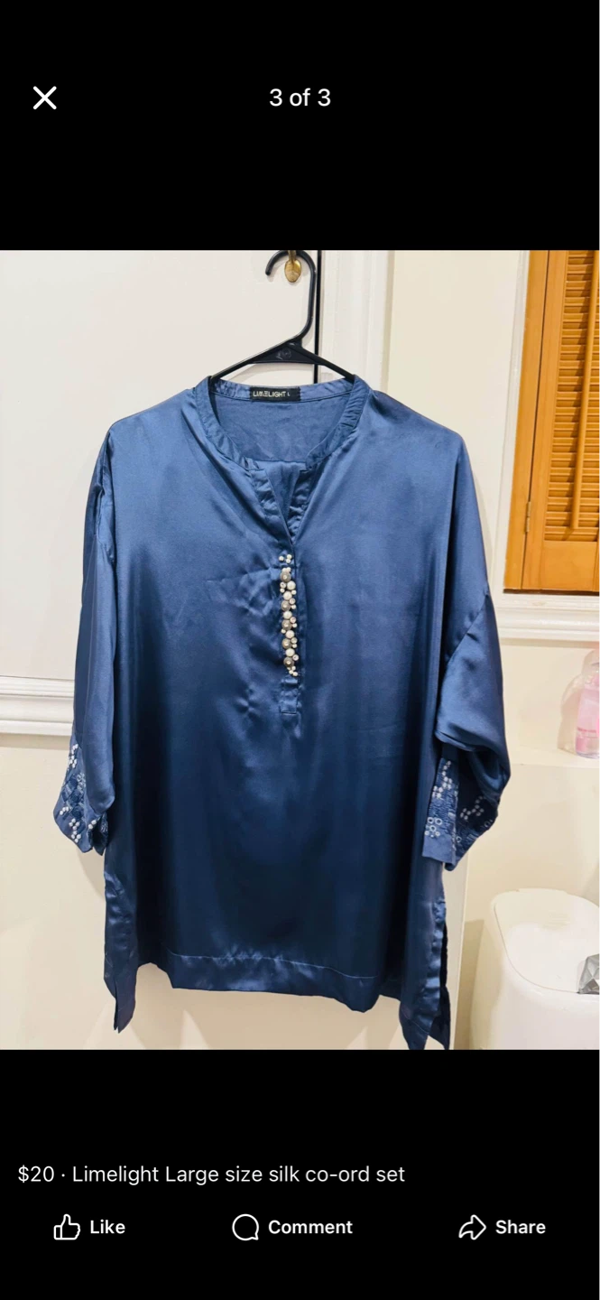 Limelight Blue Silk Co-ord Set - Large