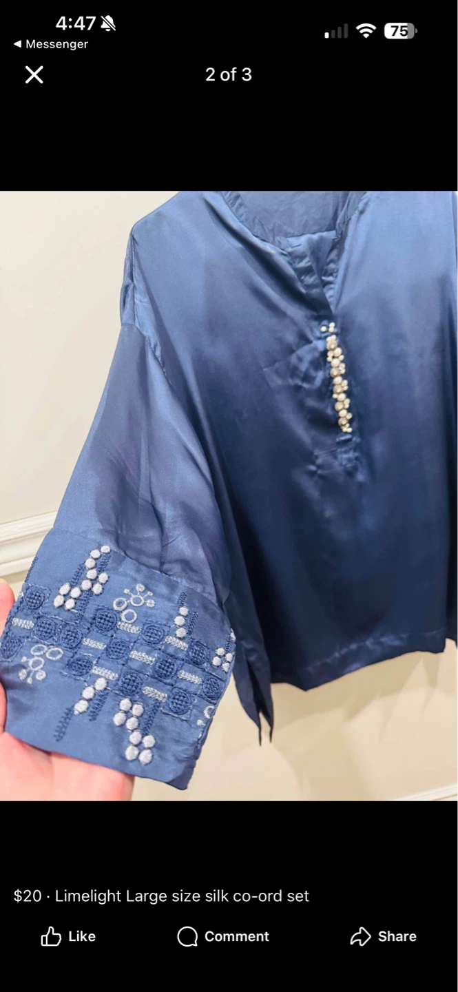 Limelight Blue Silk Co-ord Set - Large - photo 2
