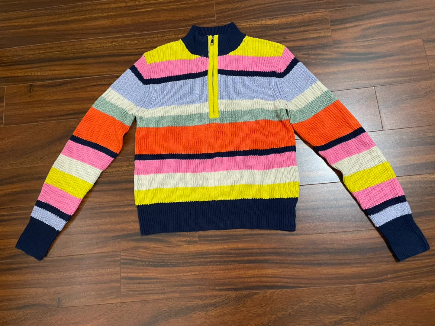 Greylin women’s medium striped half zip sweater multi