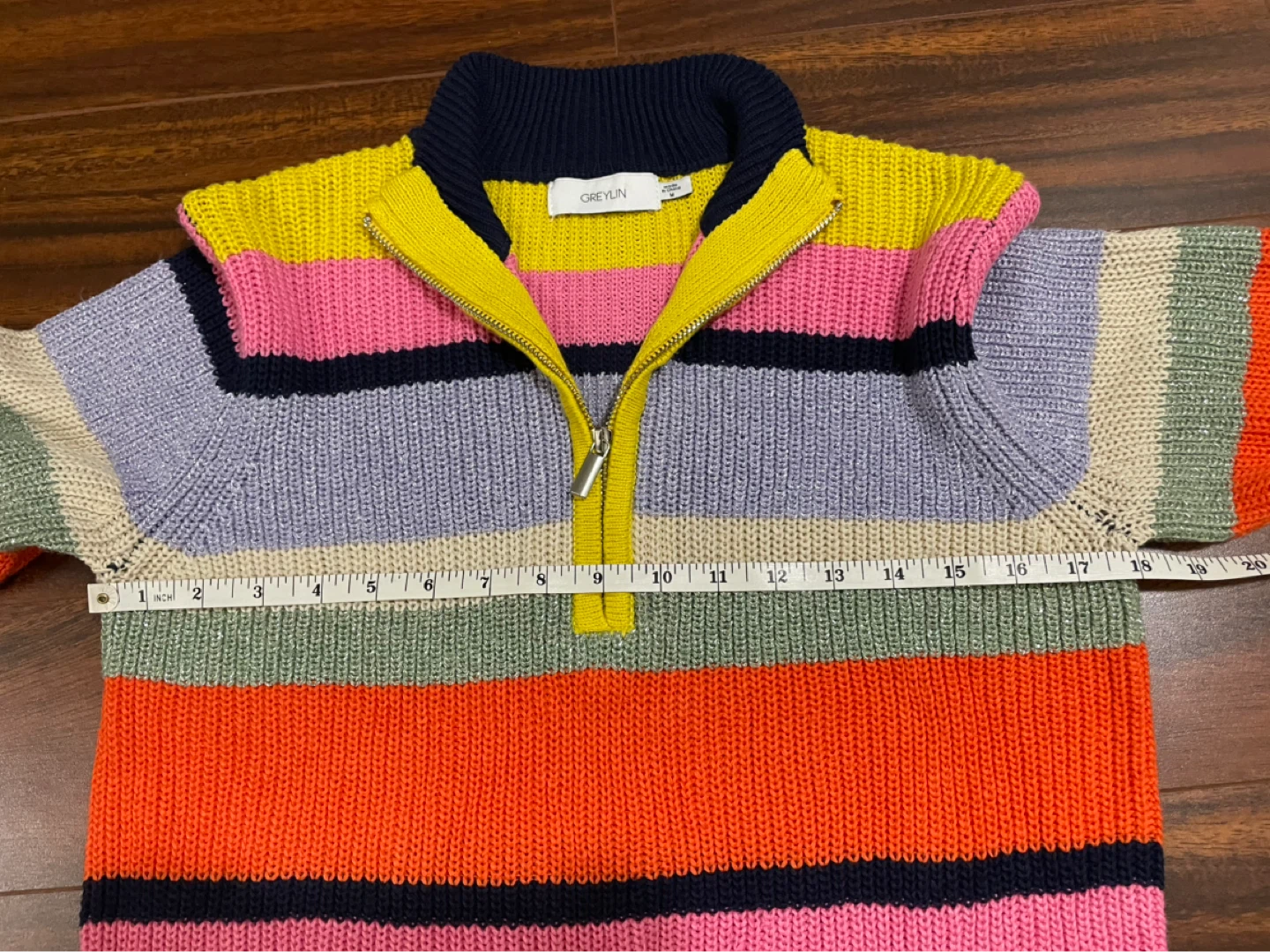 Greylin women’s medium striped half zip sweater multi - photo 3