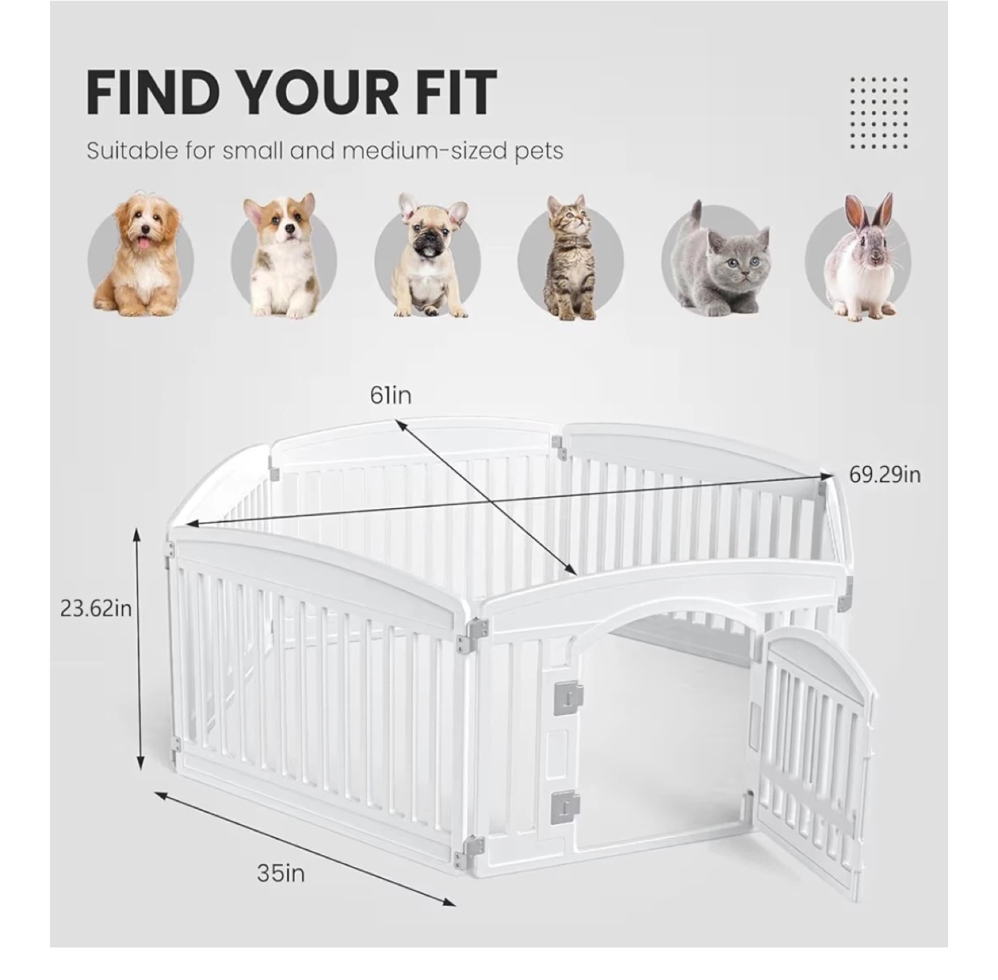 White Pet Playpen Dog Crate Fence Gate Enclosure - photo 2