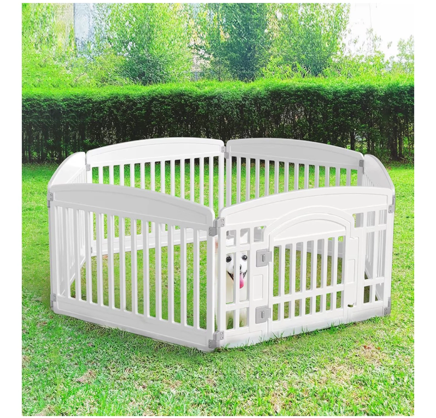 White Pet Playpen Dog Crate Fence Gate Enclosure