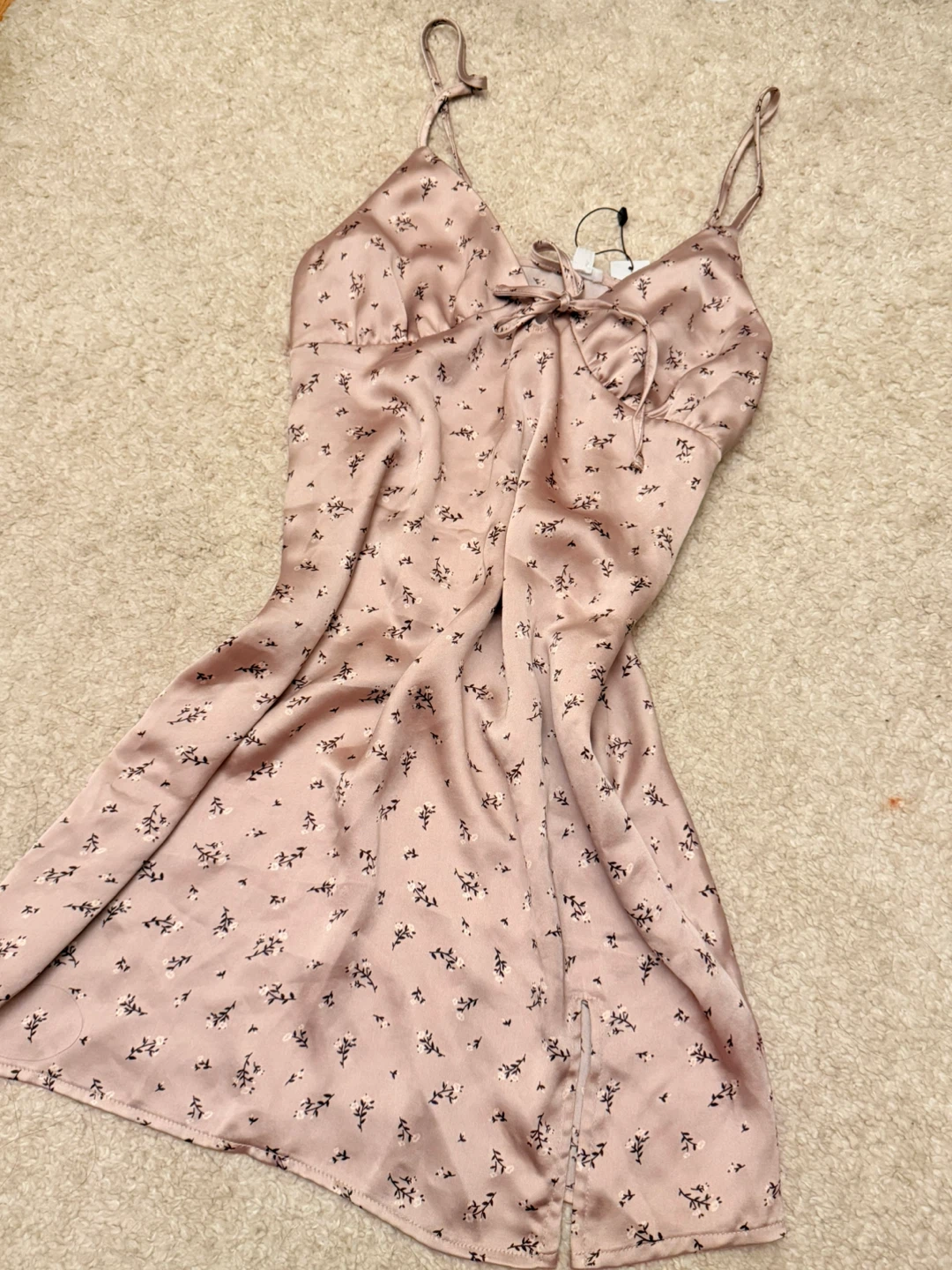 Pink Floral Satin Slip Dress - photo 2