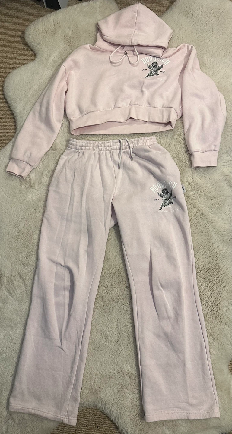 Hoodrich Pink Cropped Hoodie & Sweatpants Set