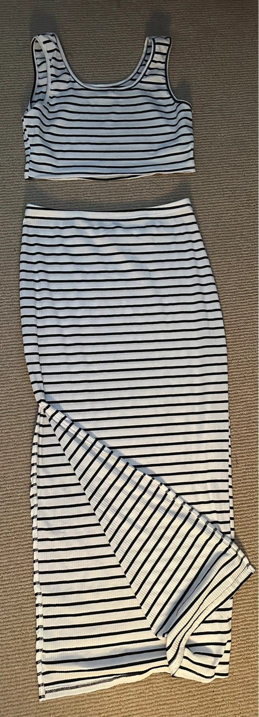 Striped Tank Top and Pencil Skirt Set