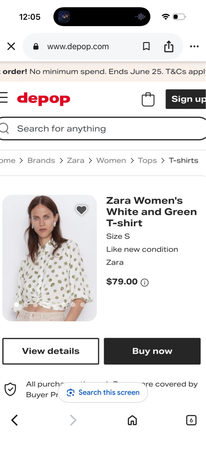 Zara Women's White and Green Polka Dot T-Shirt - Size XS