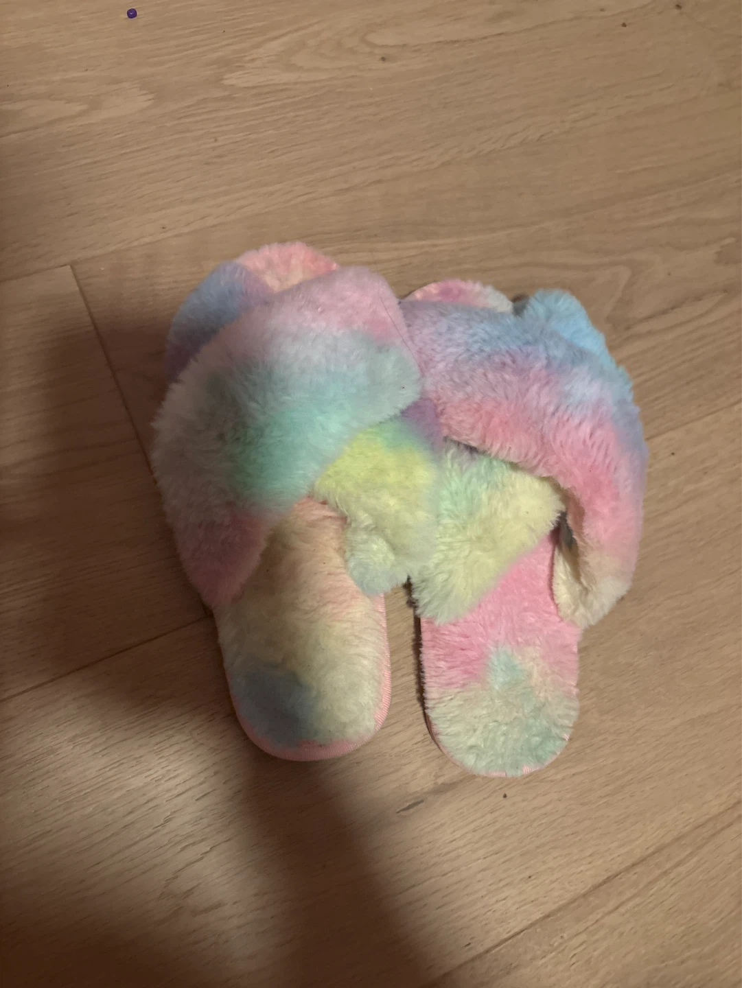Fuzzy Tie-Dye Slippers - Women's Size Medium