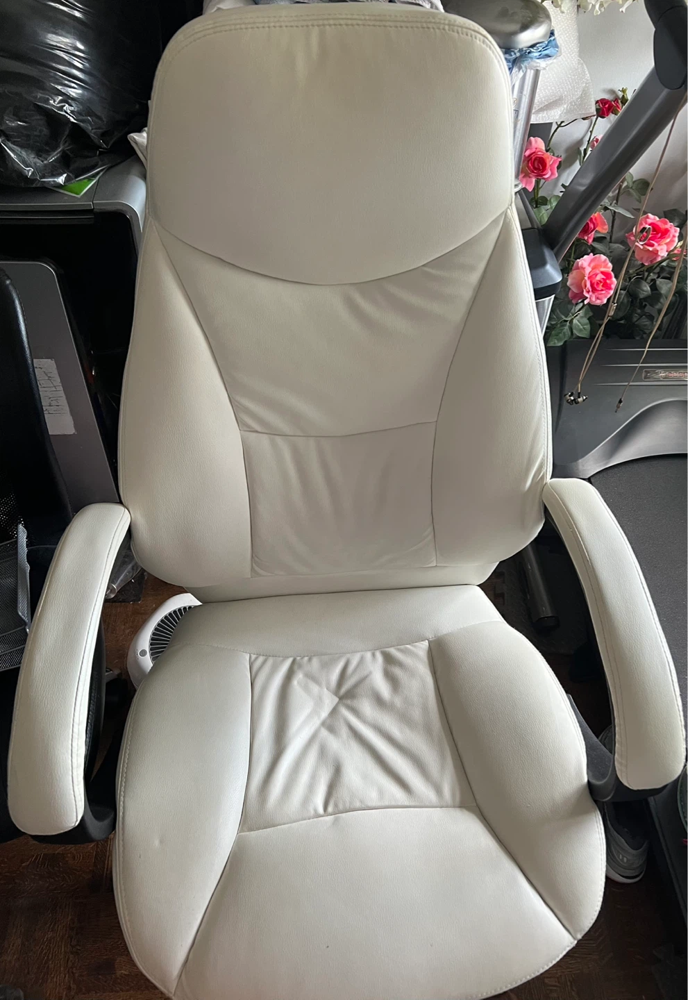 White Faux Leather Office Chair