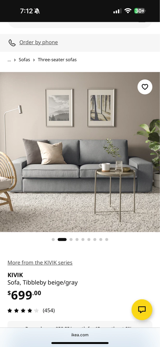 IKEA KIVIK 3-Seater Sofa in Tibbleby Beige/Gray - photo 3