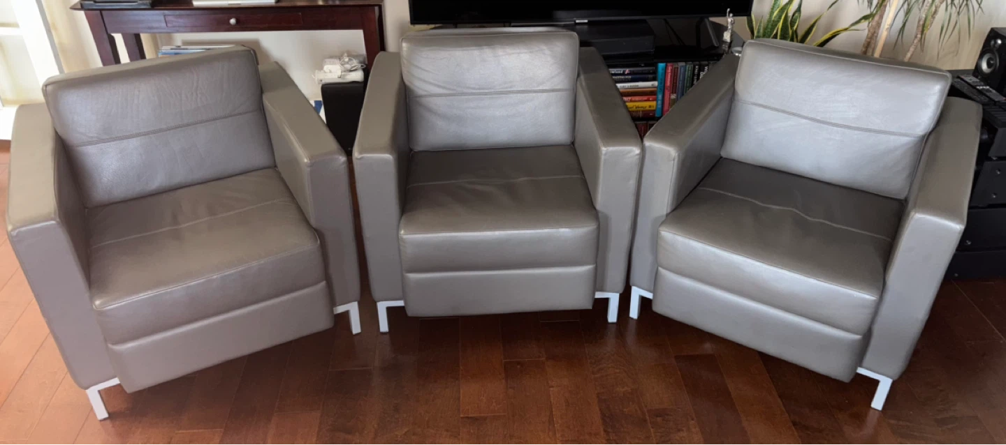 Grey Leather Armchair