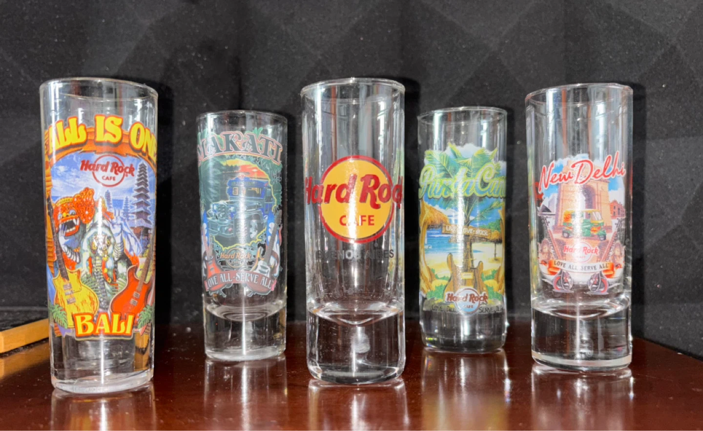 Set of 5 Hard Rock Cafe Shot Glasses