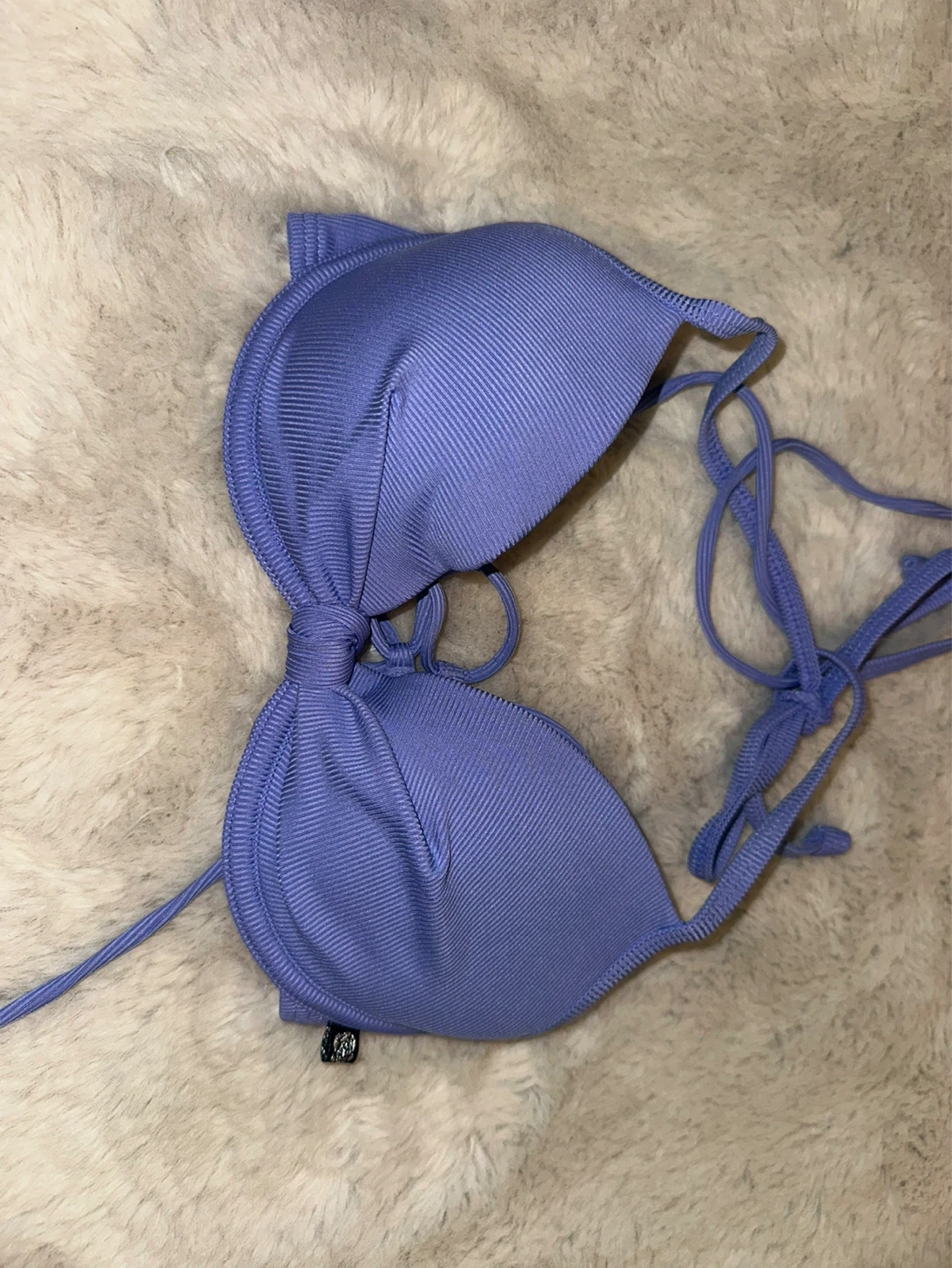 La Vien Rose Lilac Ribbed Bikini Top