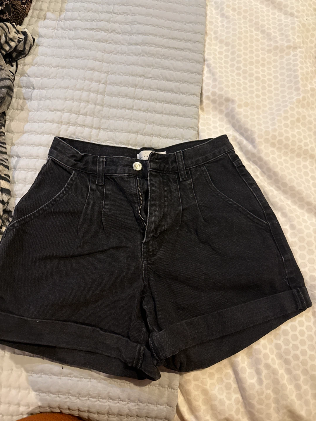 TOPSHOP Black Denim Shorts