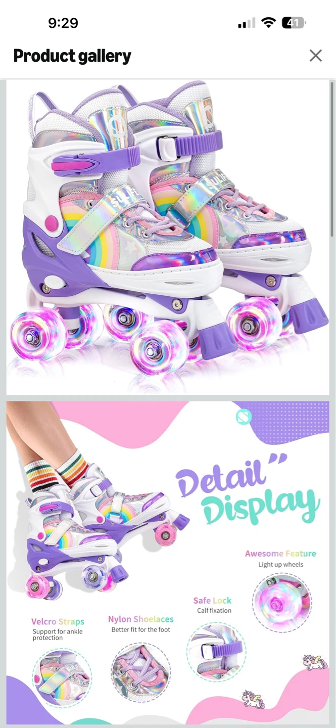 SULIFEEL Adjustable Roller Skates - Size Medium (EU 32-36) - photo 3