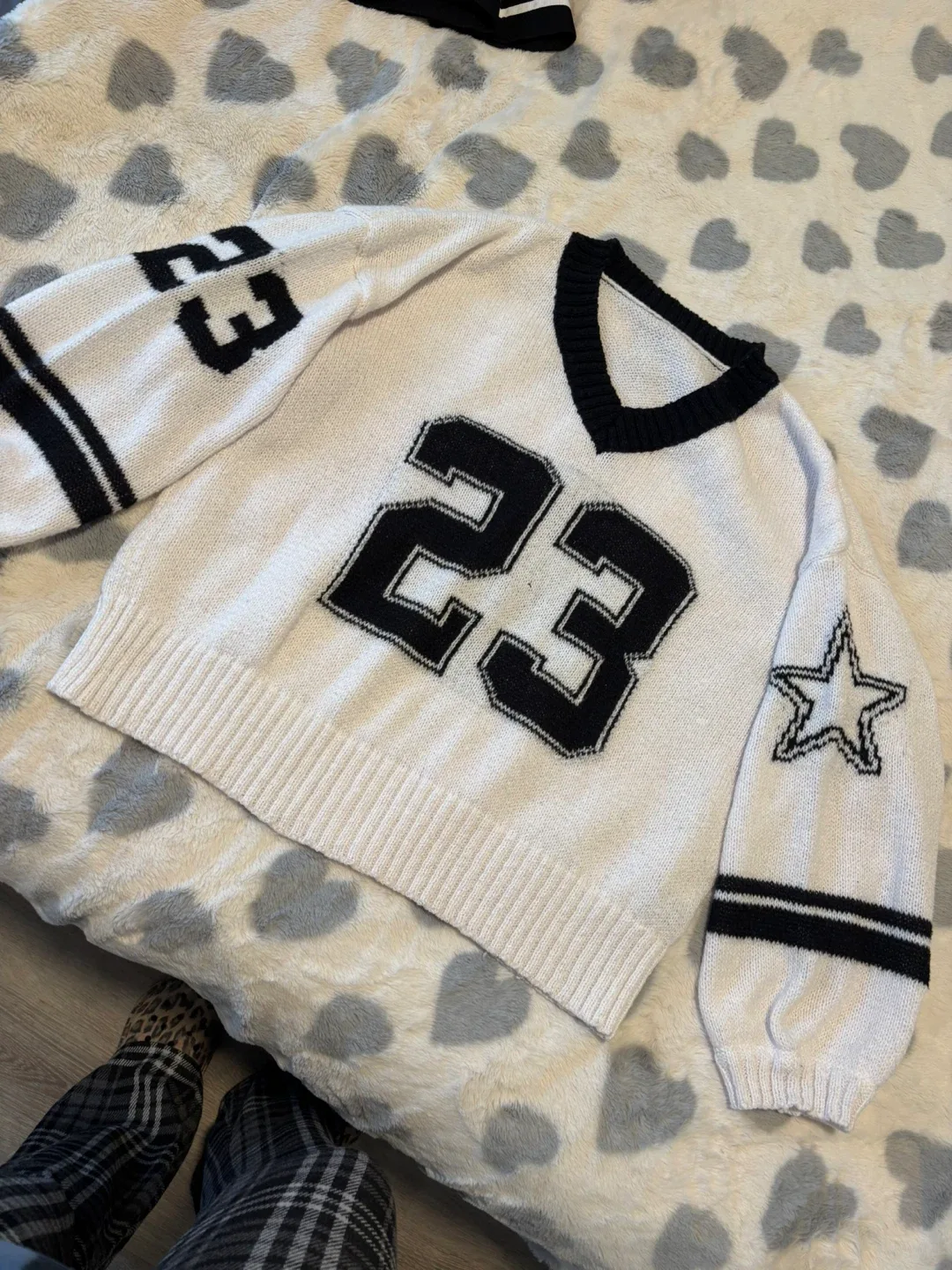 White & Black "23" Jersey Sweater