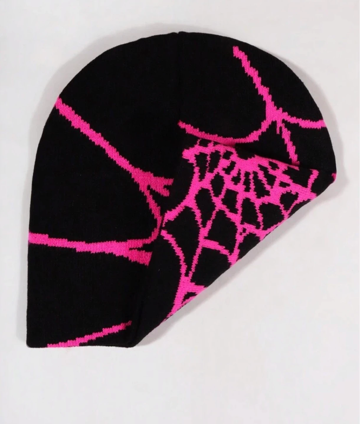 Black and Hot Pink Spiderweb Beanie - photo 2