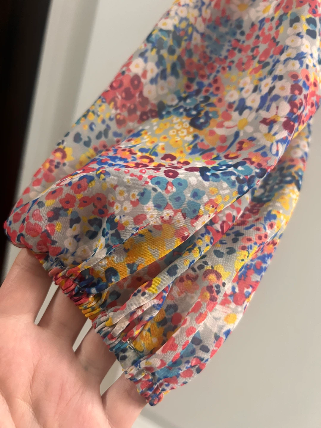 ZARA floral chiffon crop v neck blouse top XS - photo 4