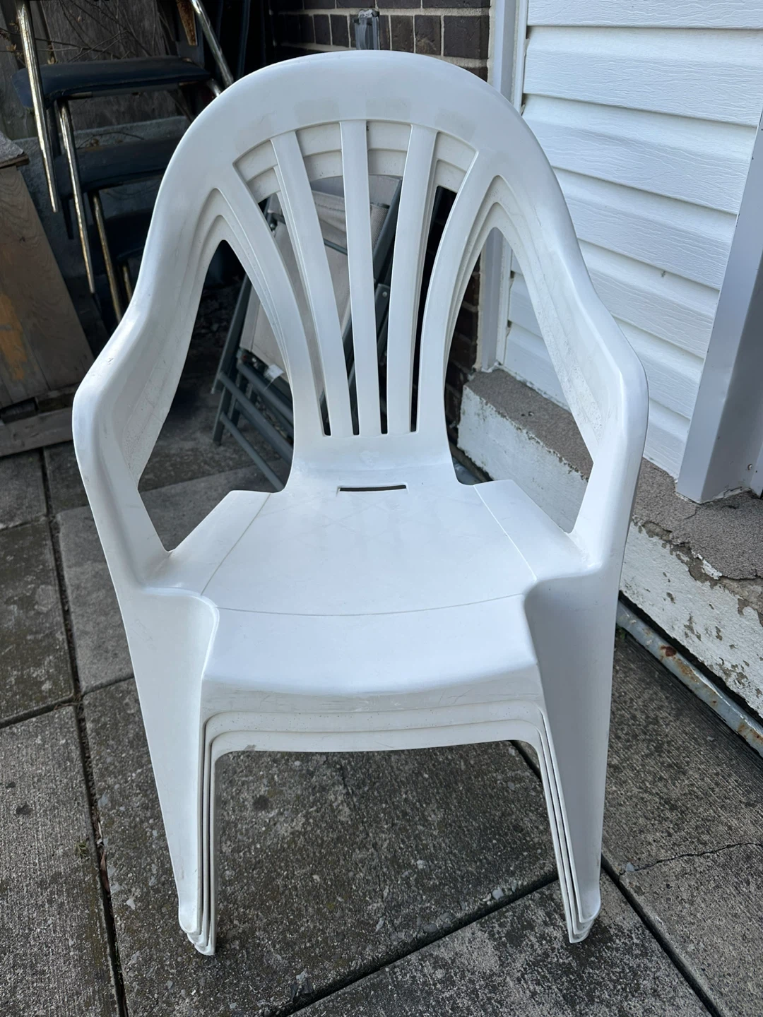 White Plastic Outdoor Patio Chair - photo 2