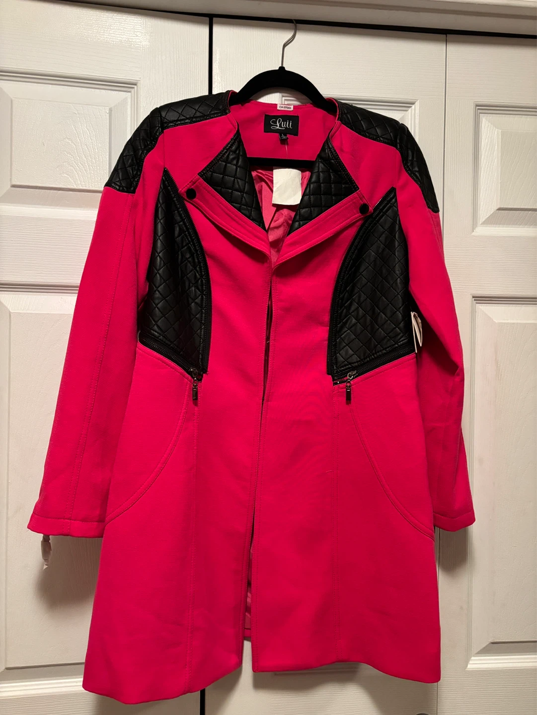 Luii Women's Pink & Black Faux Leather Moto Jacket - photo 4