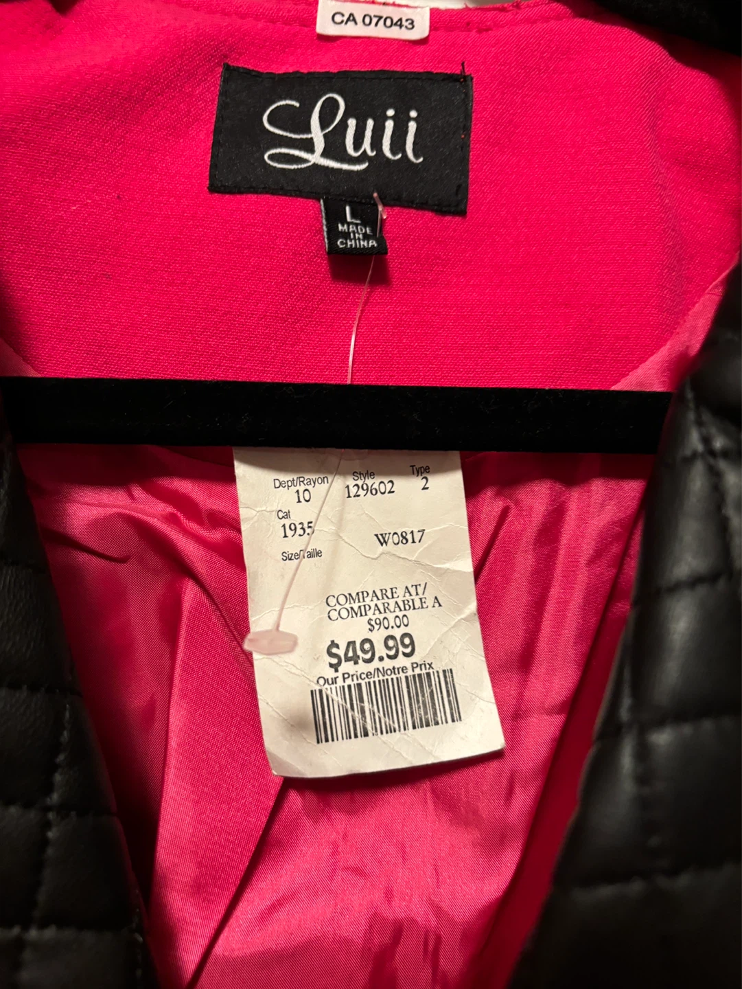 Luii Women's Pink & Black Faux Leather Moto Jacket - photo 2