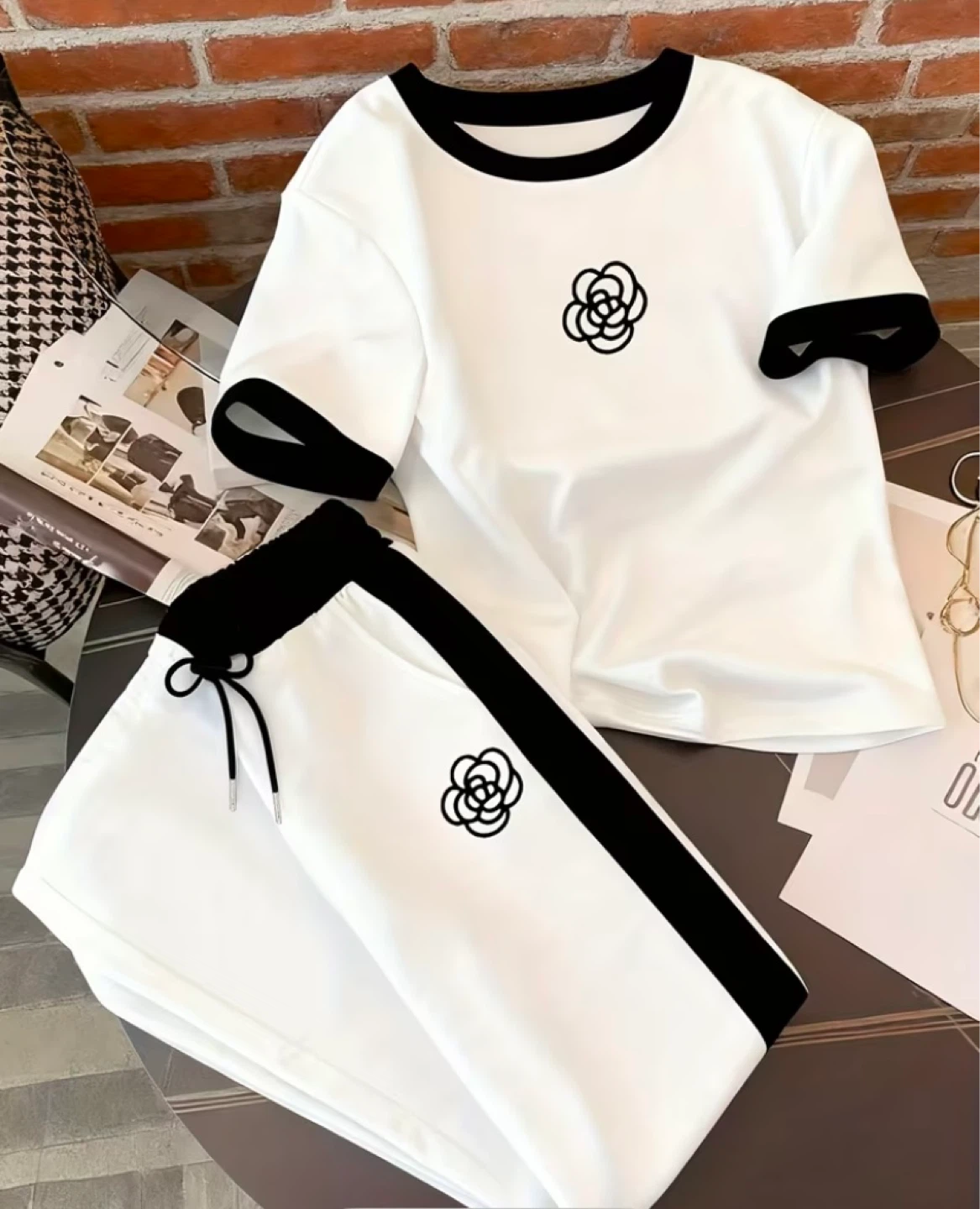 White and Black Tracksuit Set