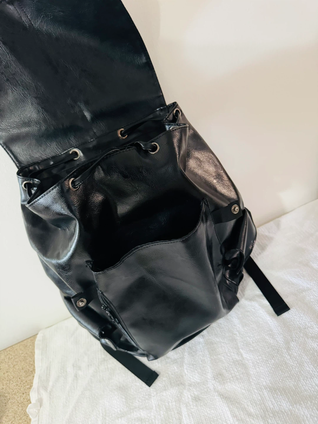 Black Faux Leather Backpack - photo 3