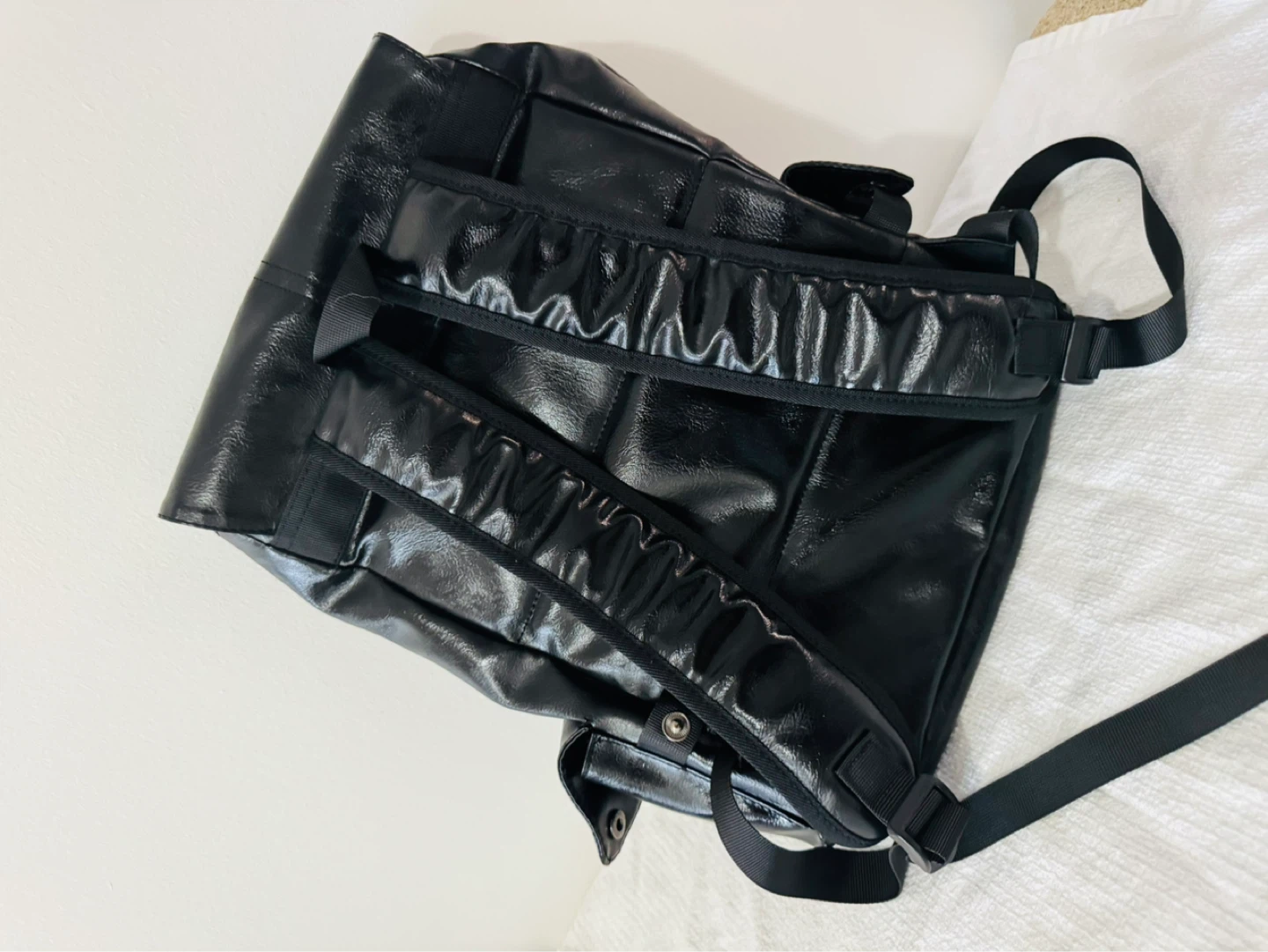 Black Faux Leather Backpack - photo 2