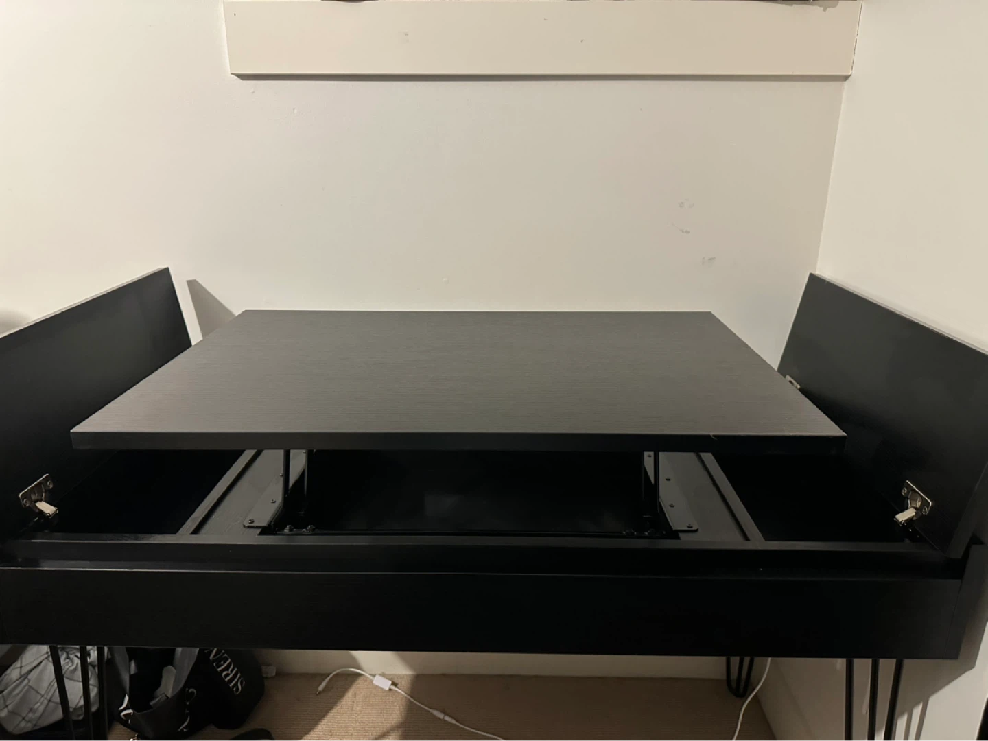 Black Desk with Flip-Up Top and Storage - photo 2