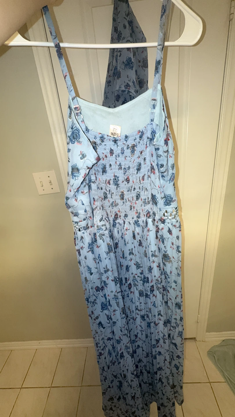 Blue Floral Maxi Dress with Matching Cardigan - photo 4
