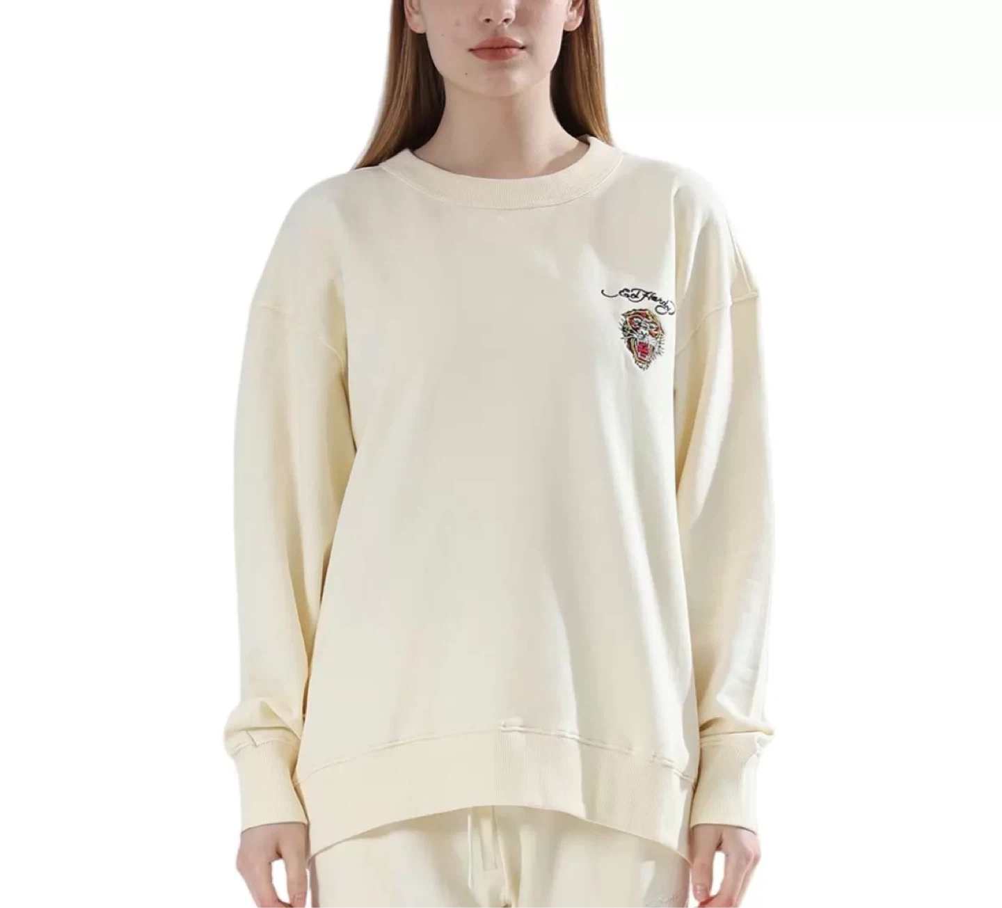 Ed Hardy Cream Graphic Sweatshirt - Size L