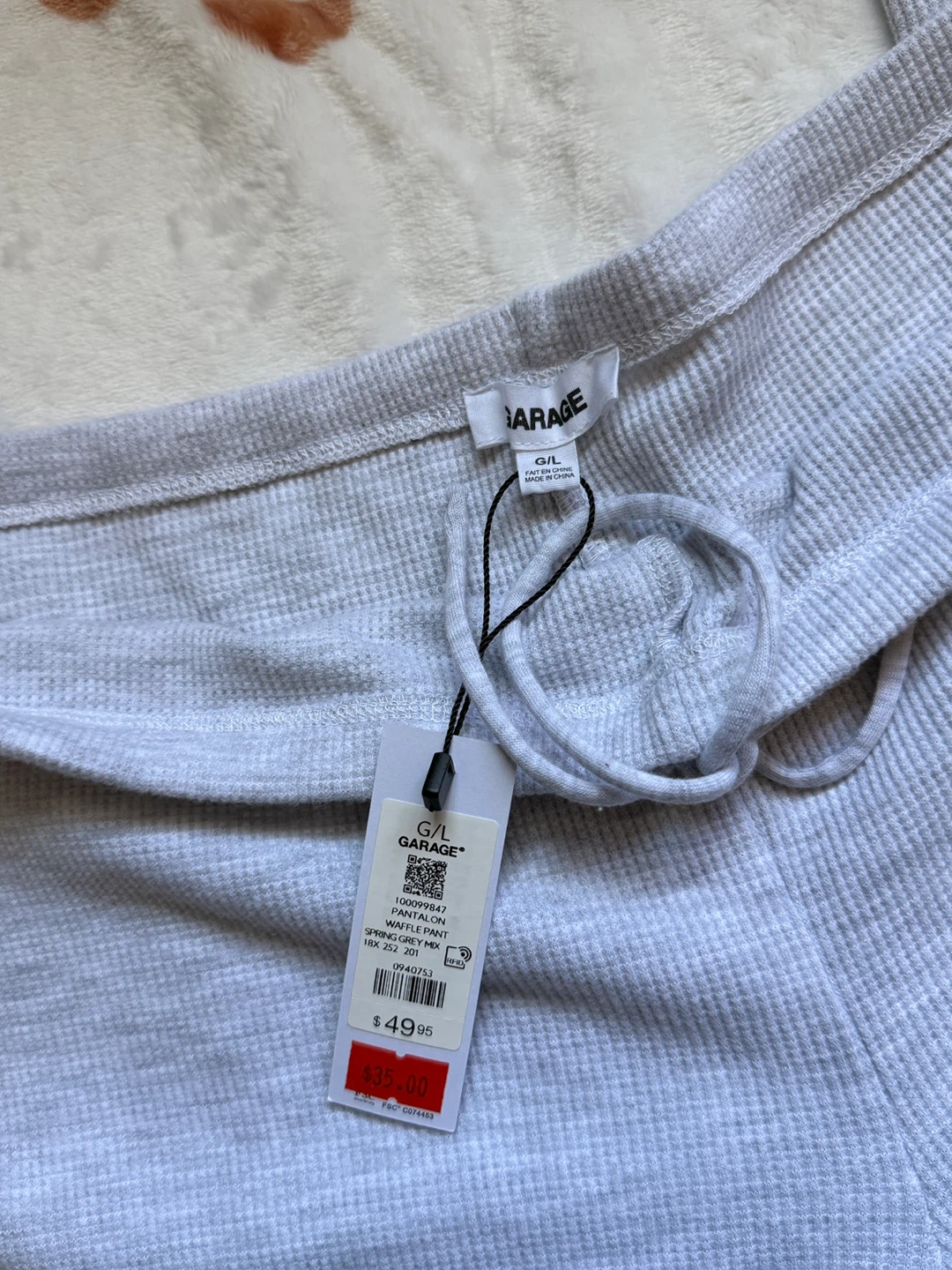 Garage Light Grey Waffle Knit Flare Pants - photo 2