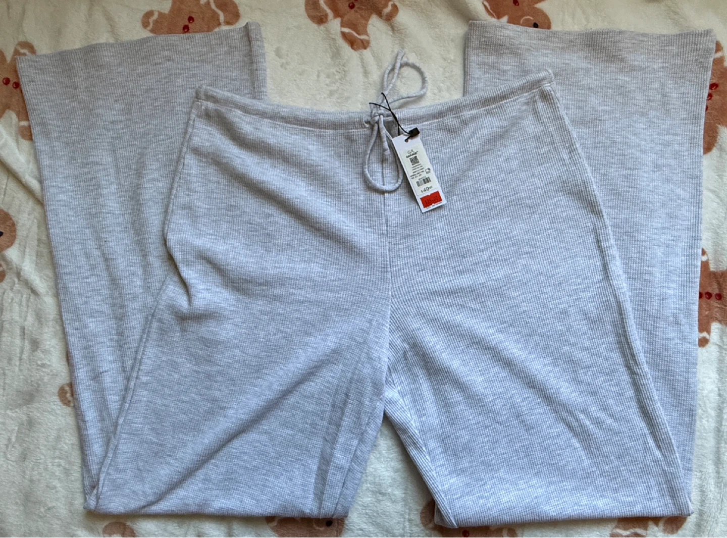 Garage Light Grey Waffle Knit Flare Pants