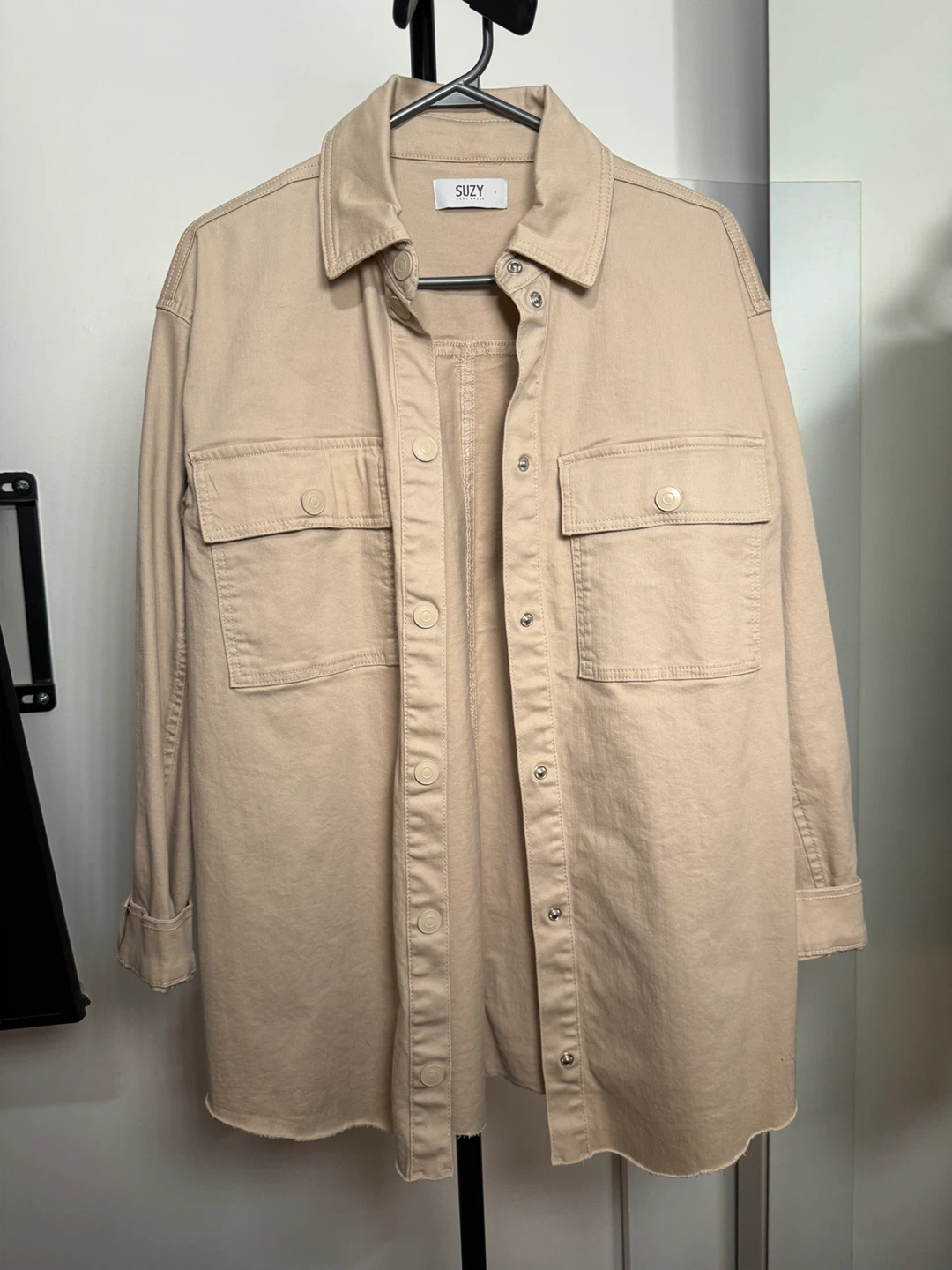 Suzy Beige Oversized Utility Shirt Jacket