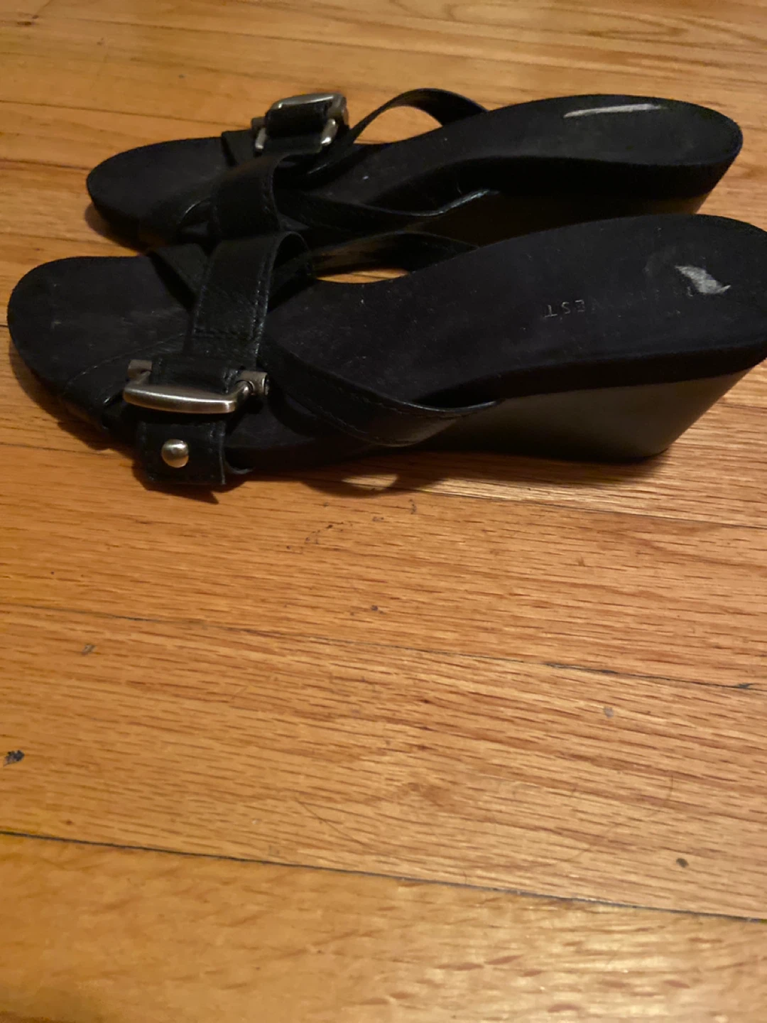 Nine West Black Slip-On Sandals with Buckle Detail - photo 2