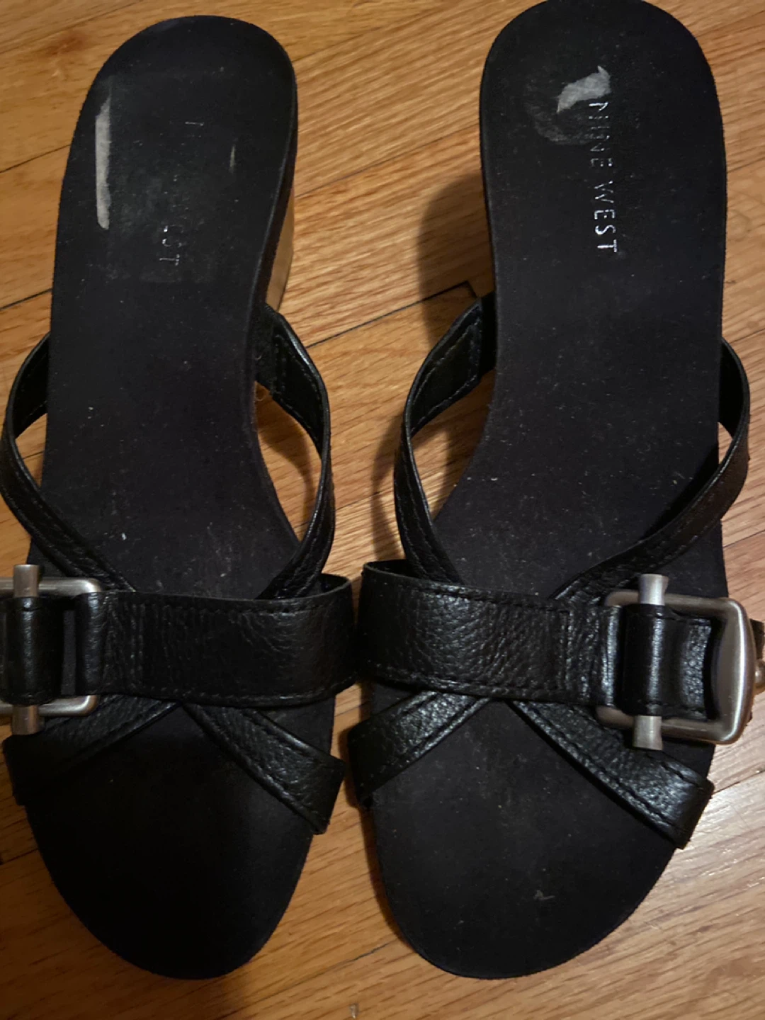 Nine West Black Slip-On Sandals with Buckle Detail - photo 3