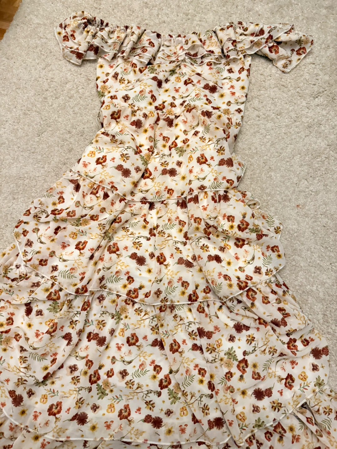 Floral Ruffle Off-the-Shoulder Dress