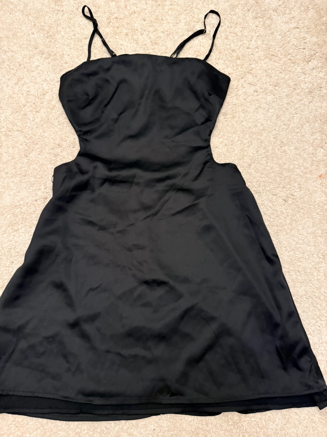 Black Satin Cutout Mini Dress - photo 2