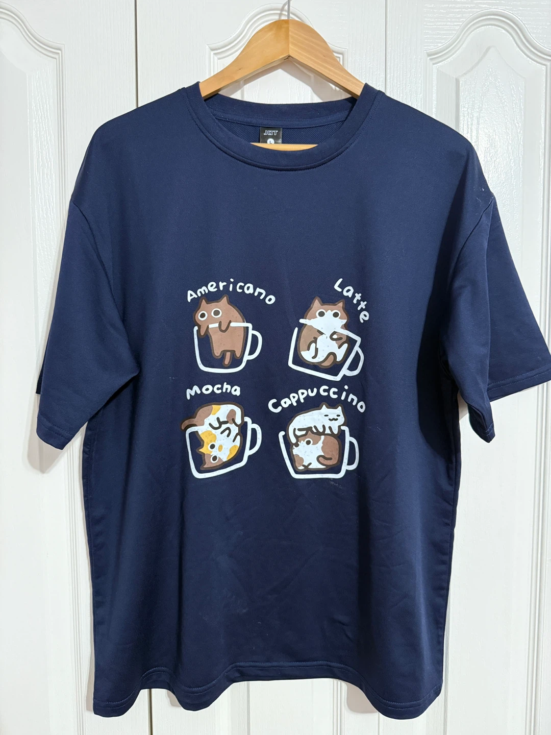 Navy Blue Cat Graphic T-Shirt Size L